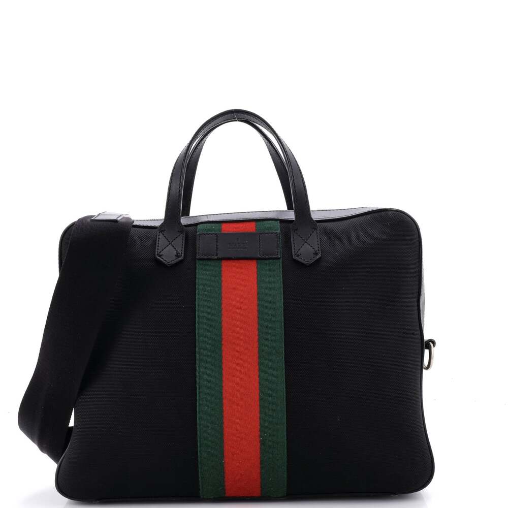 Gucci Web Zip Around Briefcase Techno #254013G78B